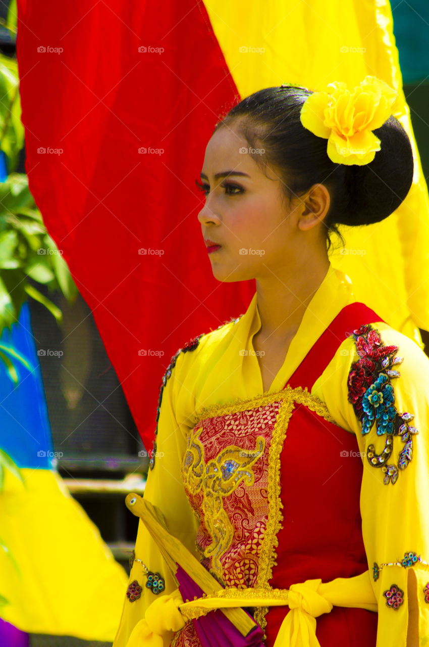 Portrait of Asian woman in traditional dress