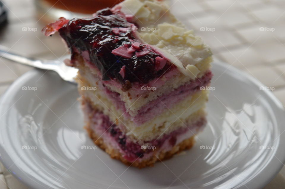 Sweet cake slice in plate