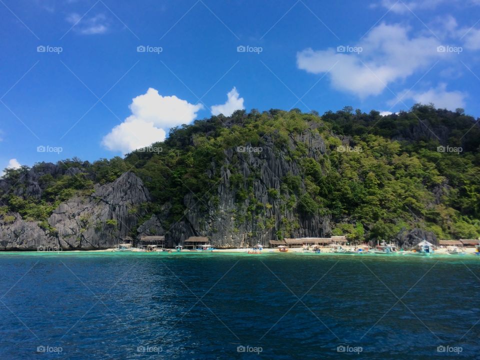 View of sea over mountains