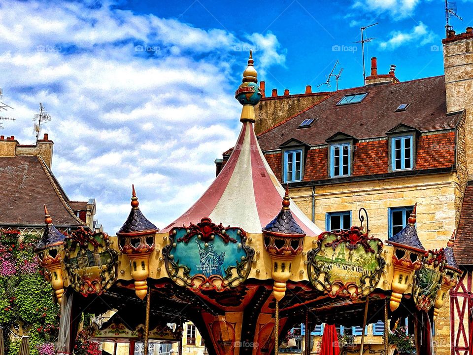Vintage carousel in the centre of Dijon