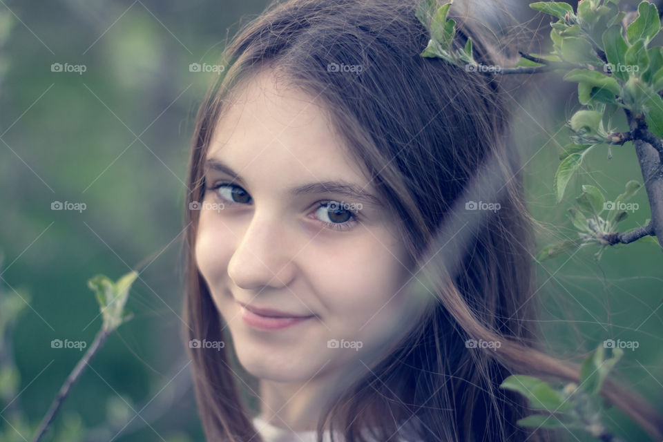 Portrait of happy teenage girl.