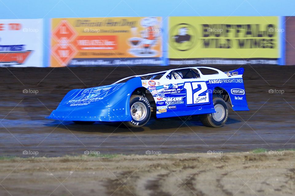 NLRA Dirt Late Model Race Car Racing Action Photo