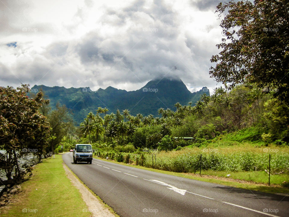 Paradise road. Beautiful road in tahiti