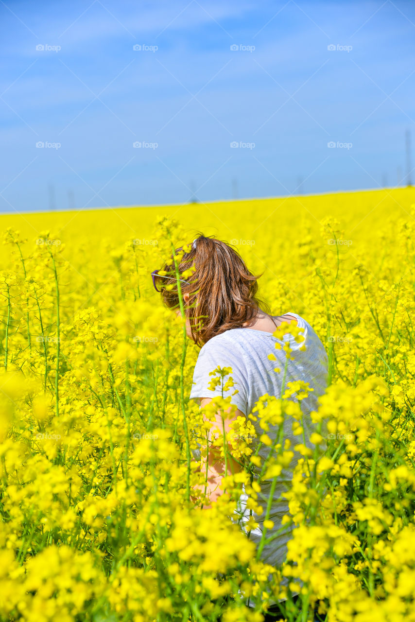 Girl in a flower field