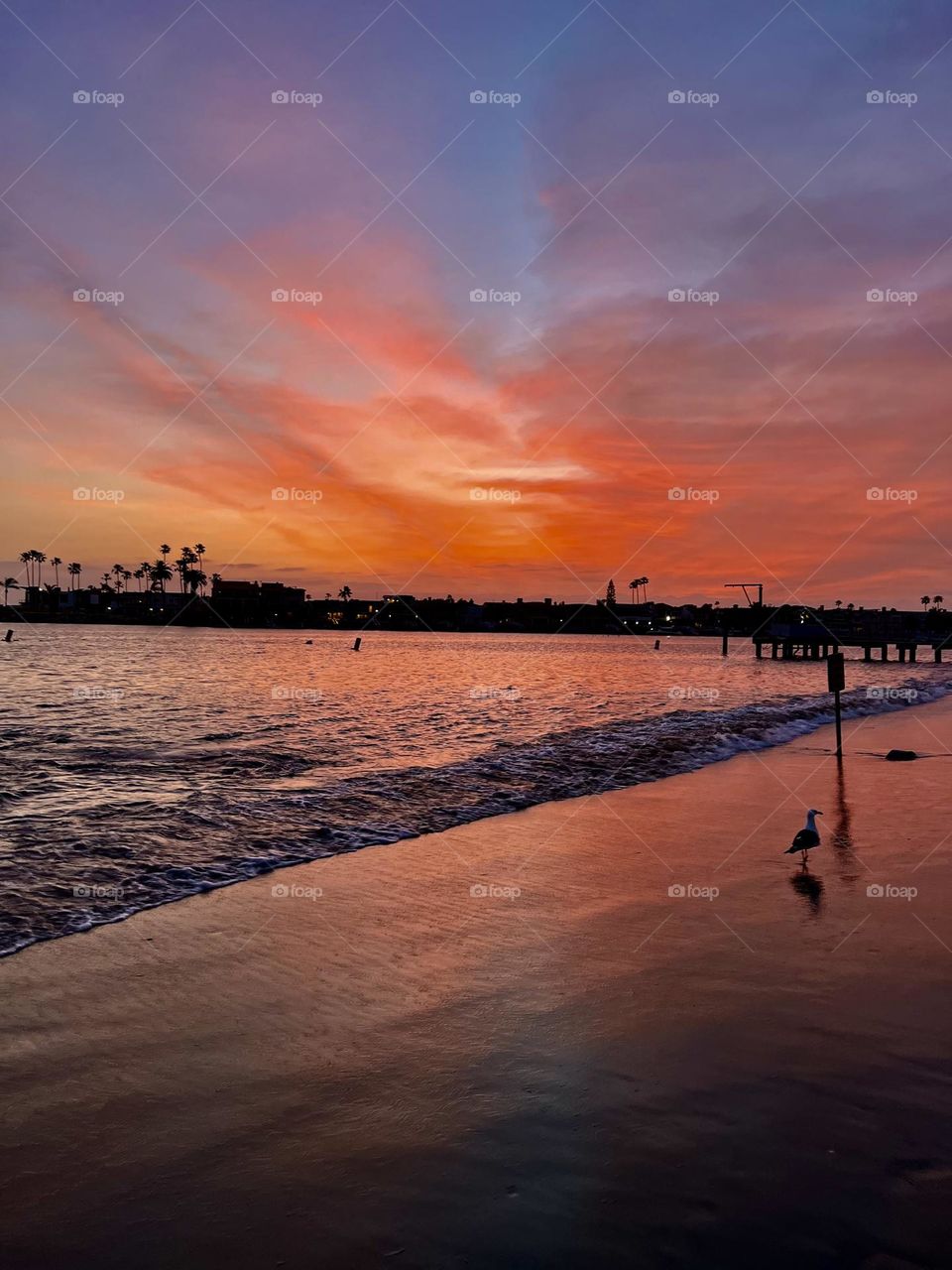 Beautiful sunset at China Cove Beach in Corona del Mar 
