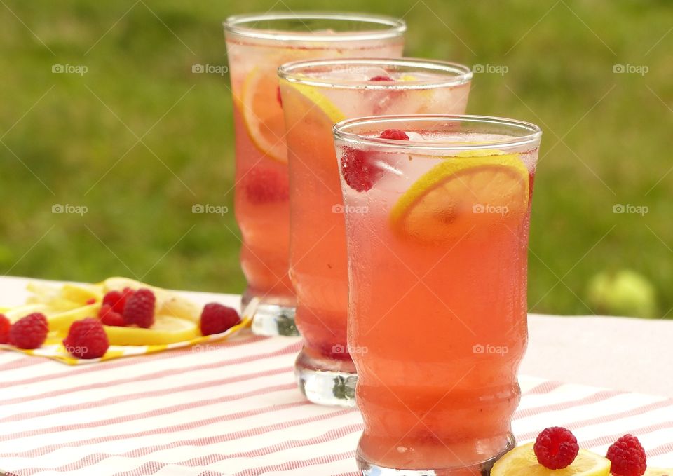 Homemade raspberry lemonade