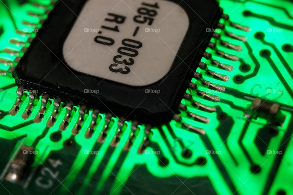 Microchip in macro shot..