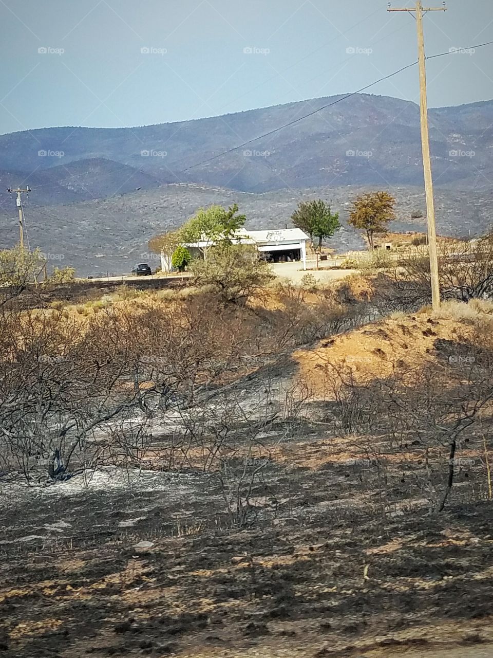 House in middle of wildfire dam