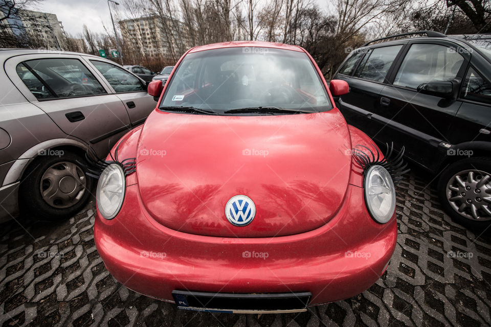 Red Car With Eyes