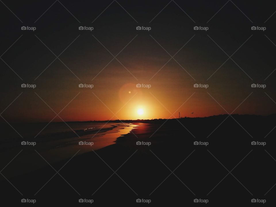 Amazing view of the sunrise at the beach.