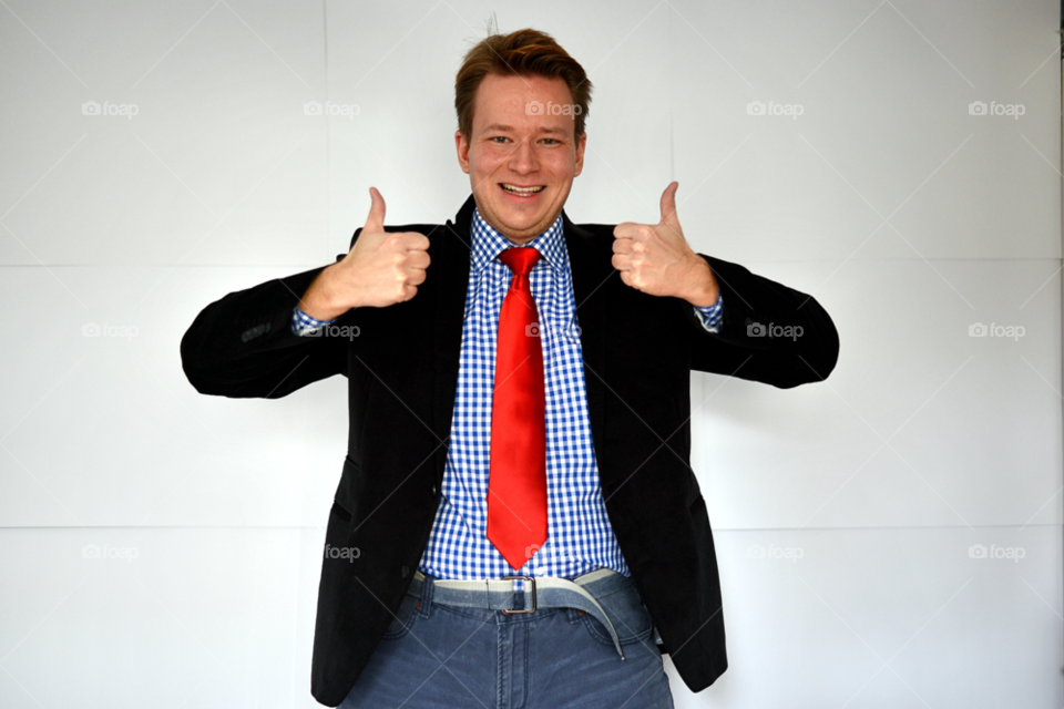 happy young smile man by lexlebeur