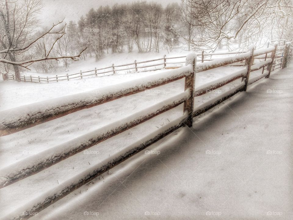 rolling fences in winter lanscape