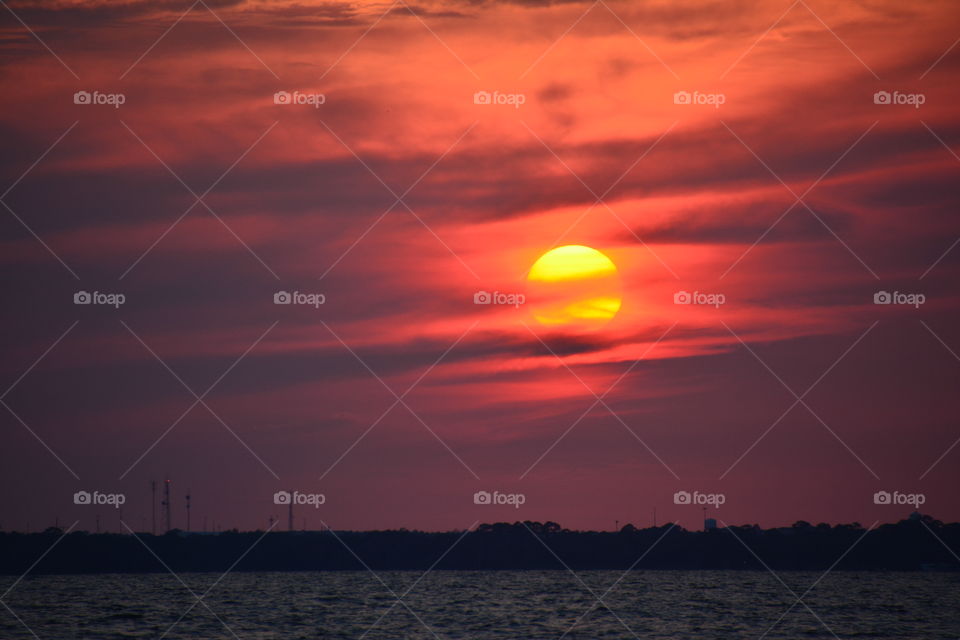 Scenic view of sun during sunset