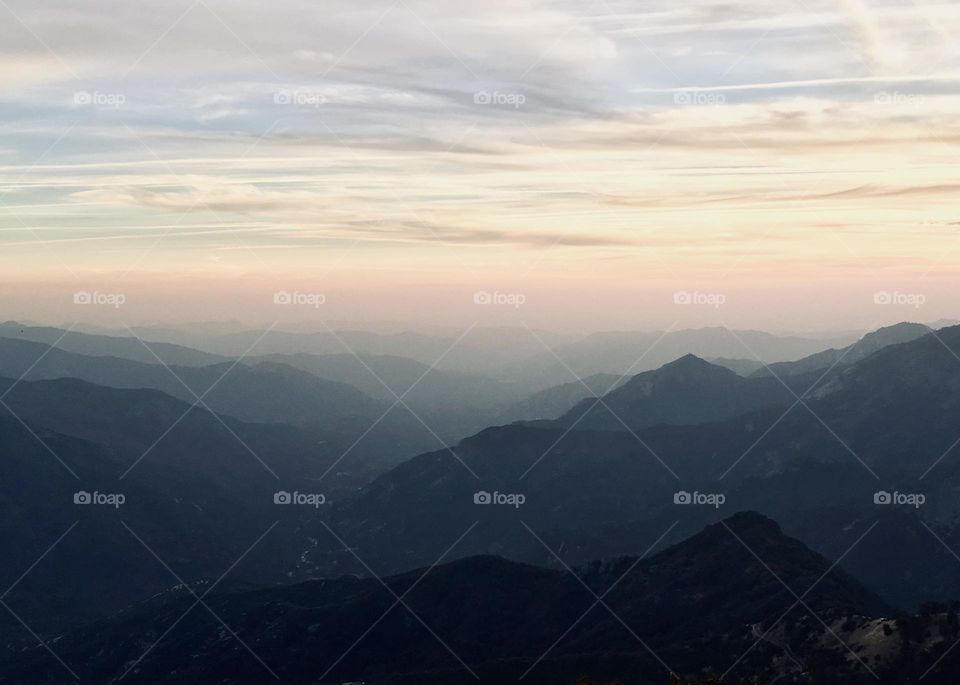 Mountain range view before dusk