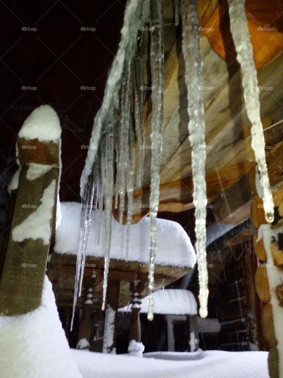 icicle on house winter time. icicle on house winter time