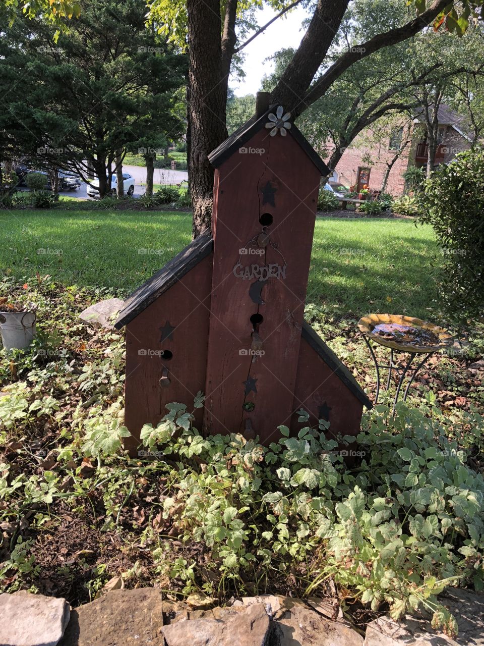 Large primitive style birdhouse garden decoration handcrafted 