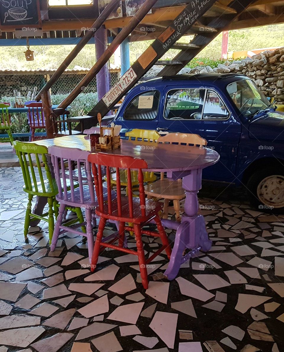 colourful restaurant Curaçao Dutch Caraïben