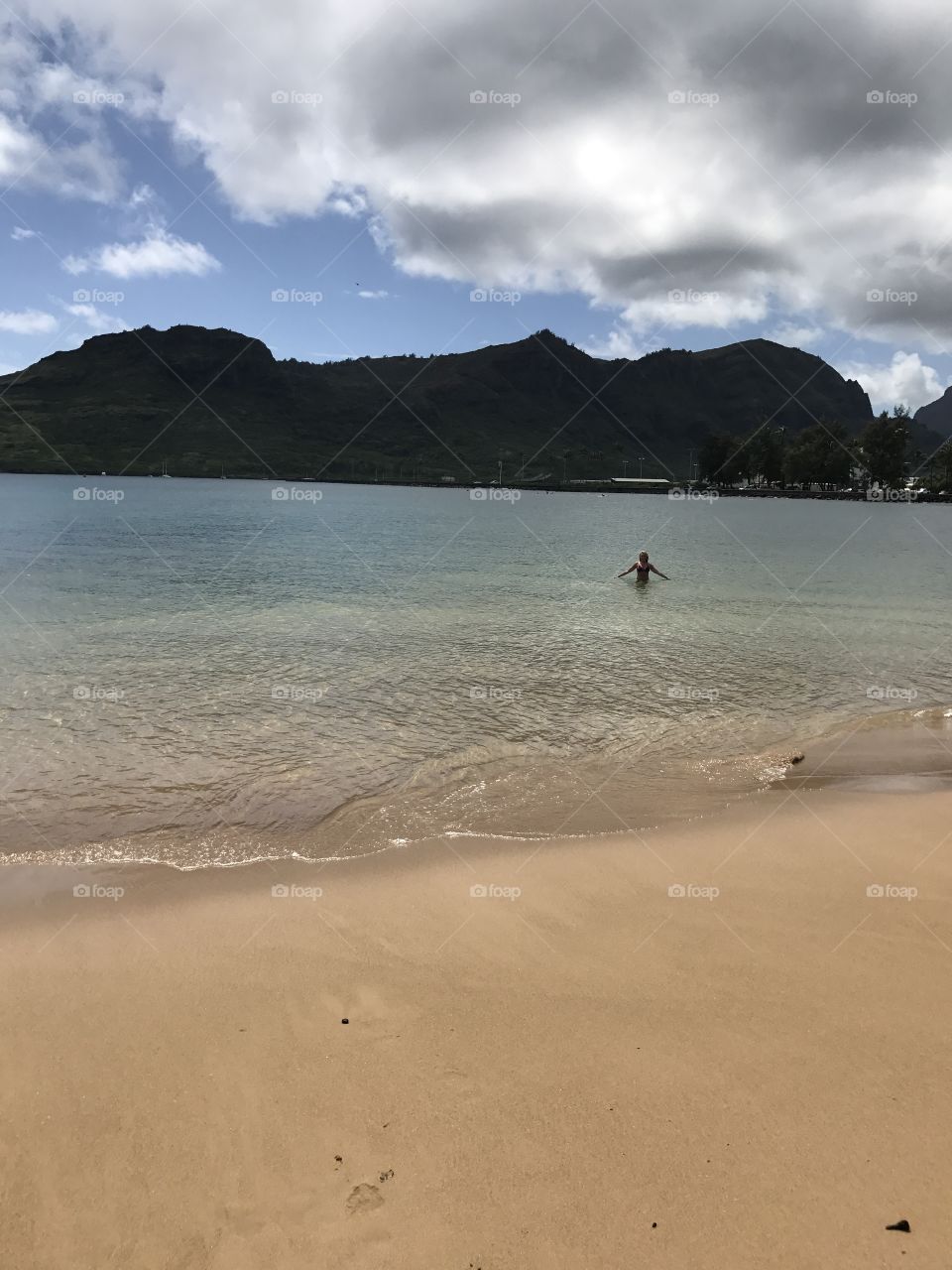 Swimming in the bay in Kauai 