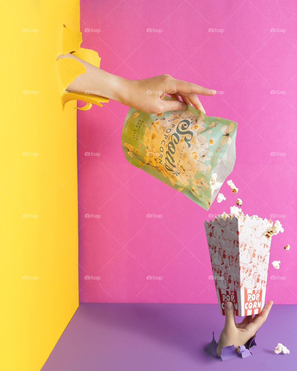 Colourful popcorn photography 
