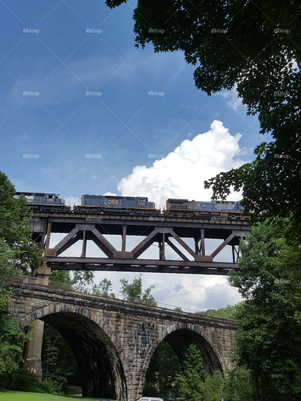 Train on bridge