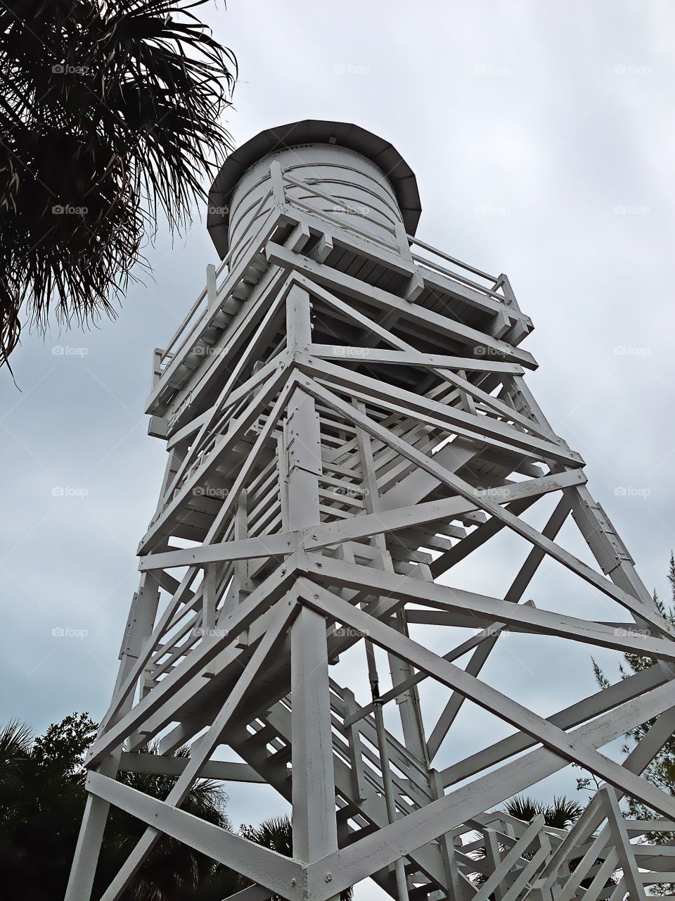 Antique wooden tower on Gasparilla Island, Florida.