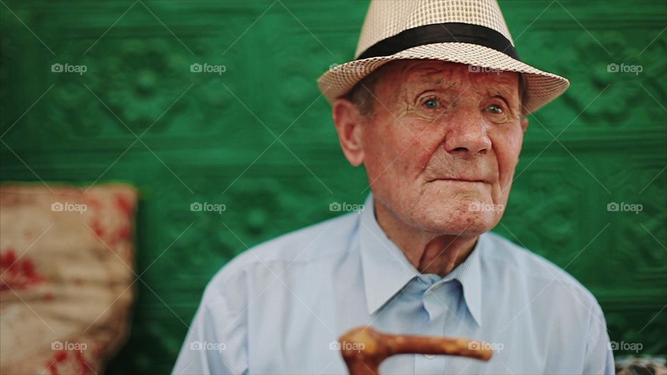 Portrait of 90 aged man