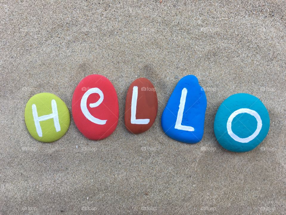 Hello on colored stones 