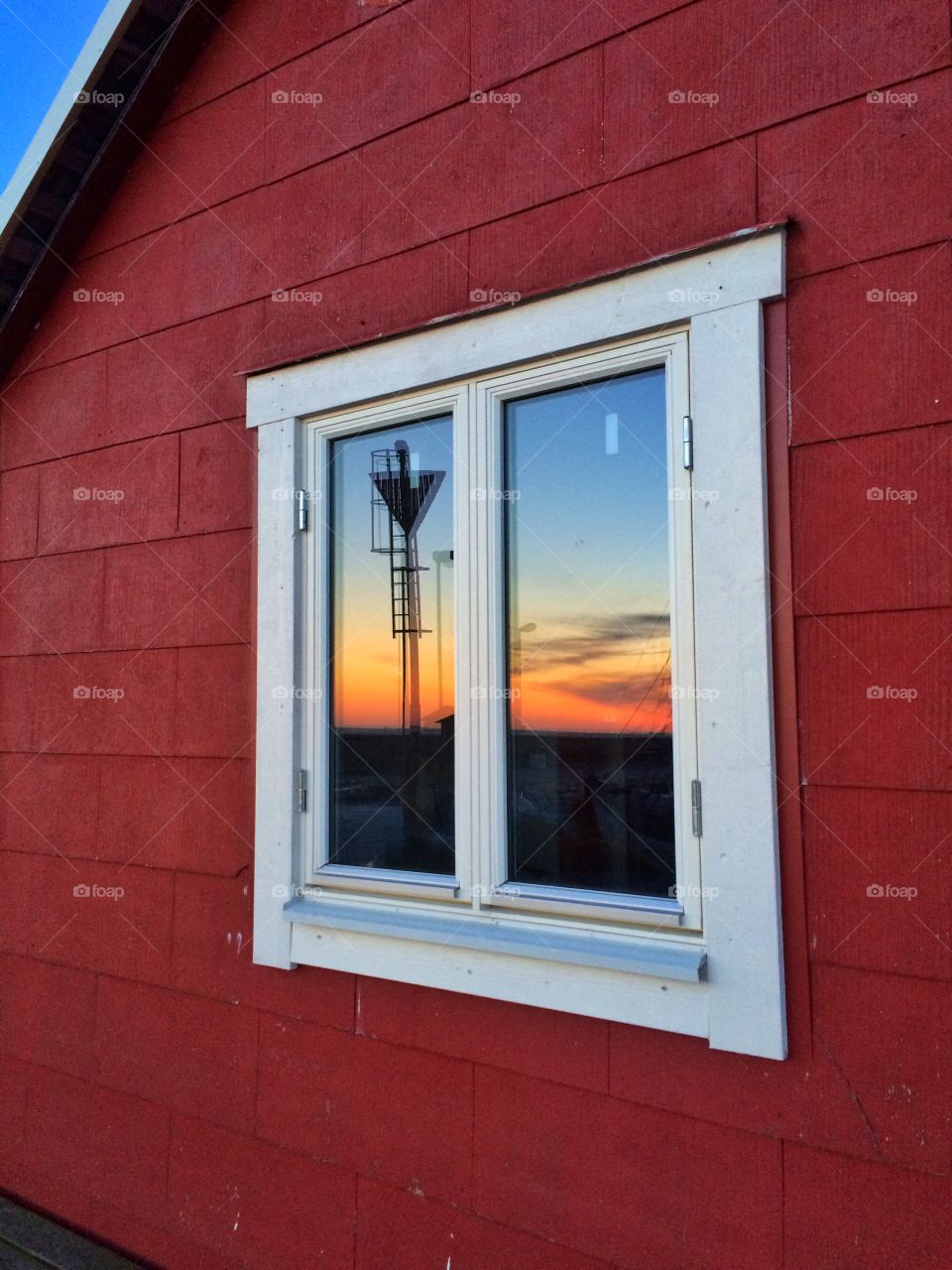 Sunset in window