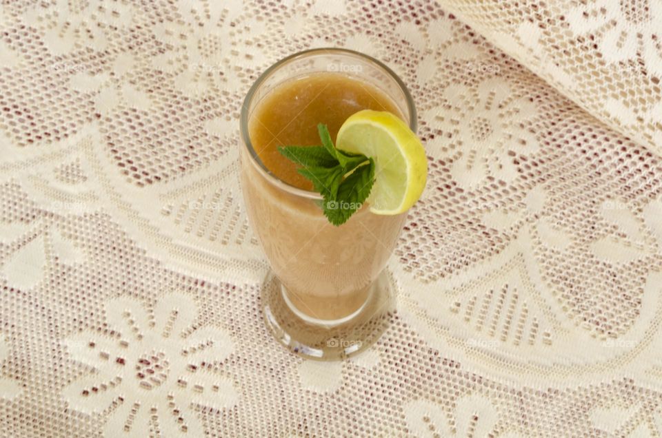 Guava Juice Garnish With Lime And Mint