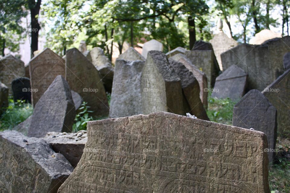 Crowded headstones, Jewish cemetery, Prague