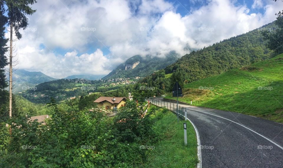 Road in an alpine valley