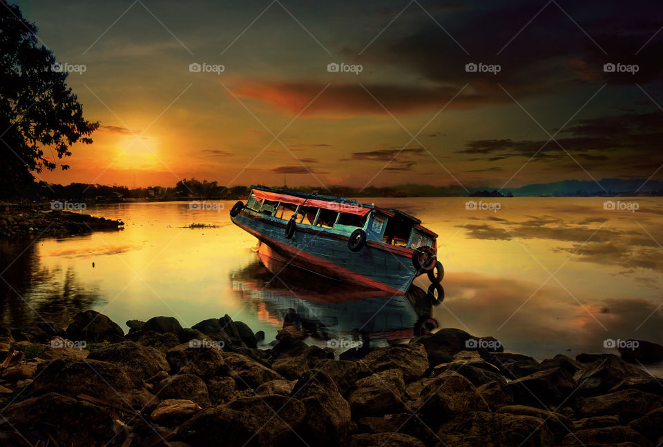 sunset at mahakam river