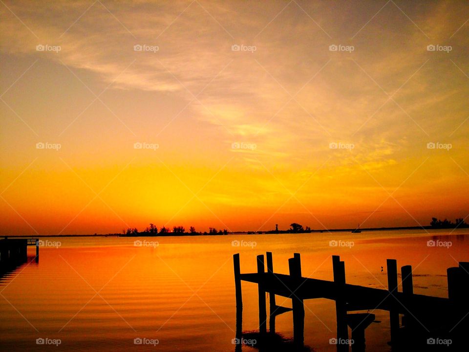 Sunset on the river in Florida.  