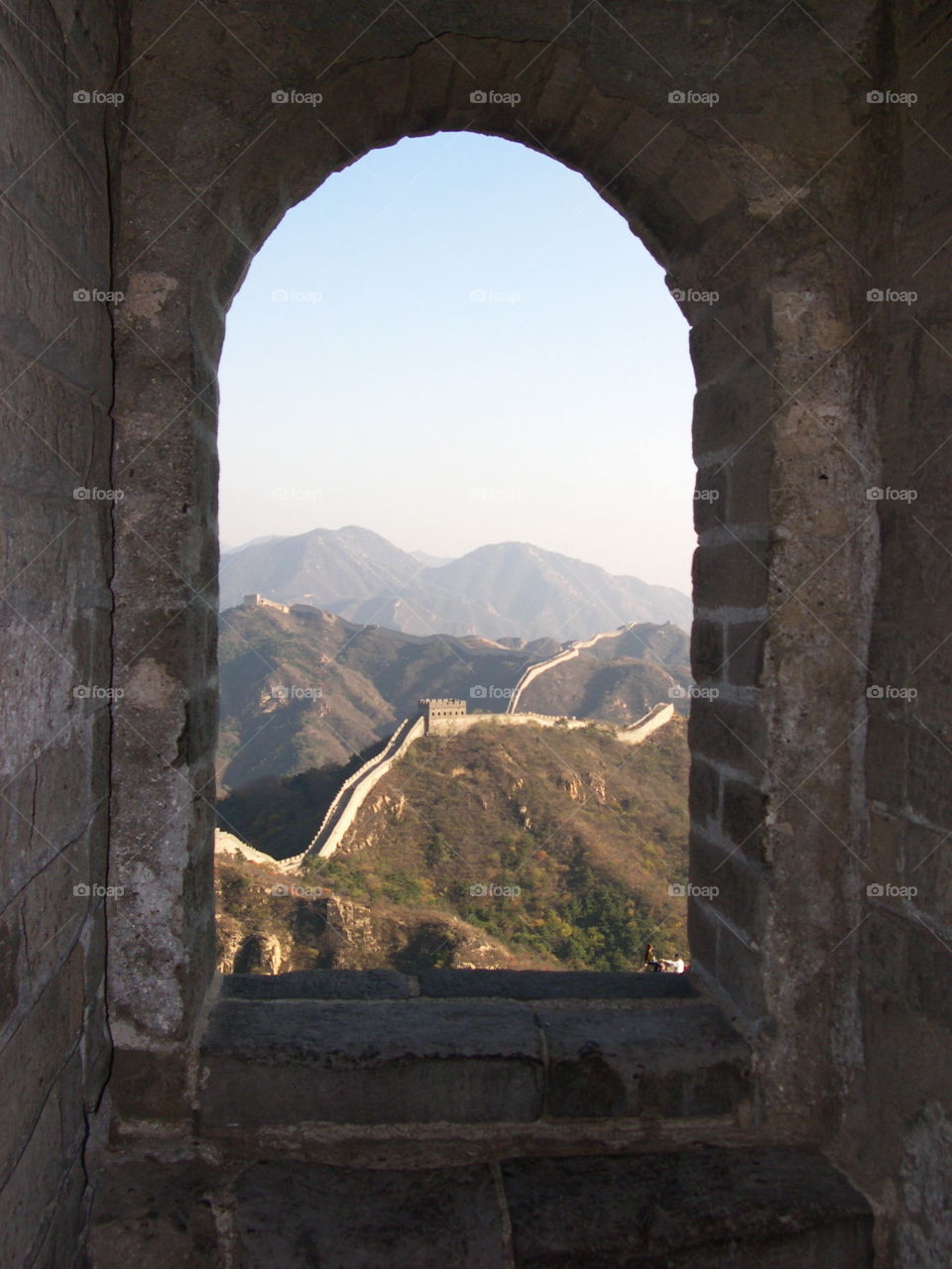 The Great Wall. View through a window of the Great Wall