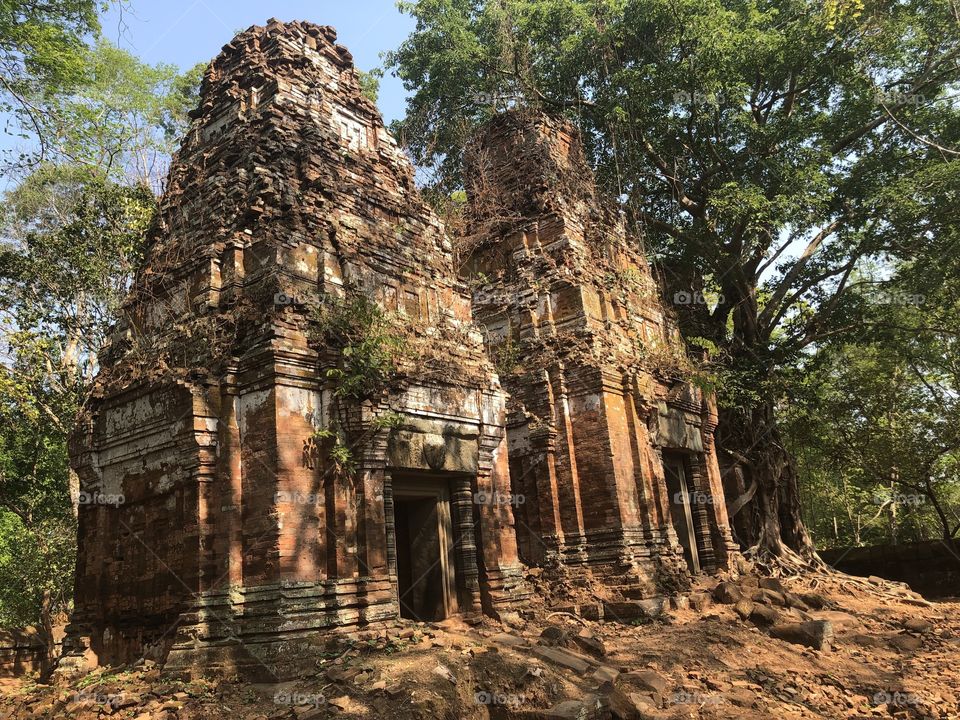 Hindu and Buddhist Ruins in The Jungle and Rainforest in Rural Cambodia. Chelsea Merkley Photography 2019. Chelsea Merkley Photos.