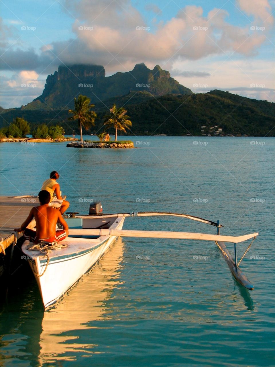 Bora Bora. Outrigger canoe in Bora Bora, French Polynesia