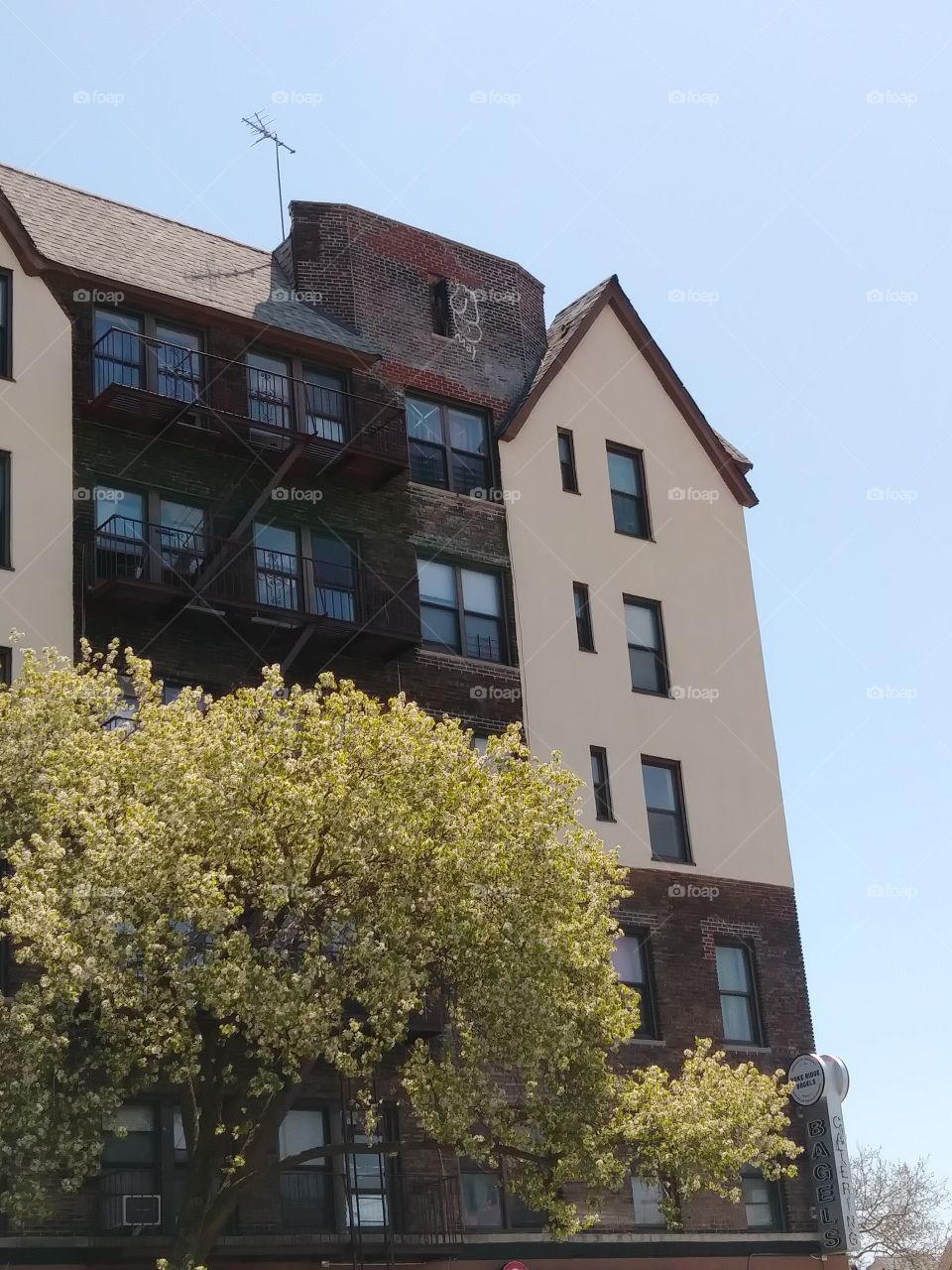 front of old apartment building