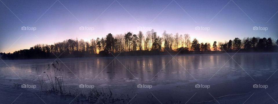 Panorama of a frozen lake