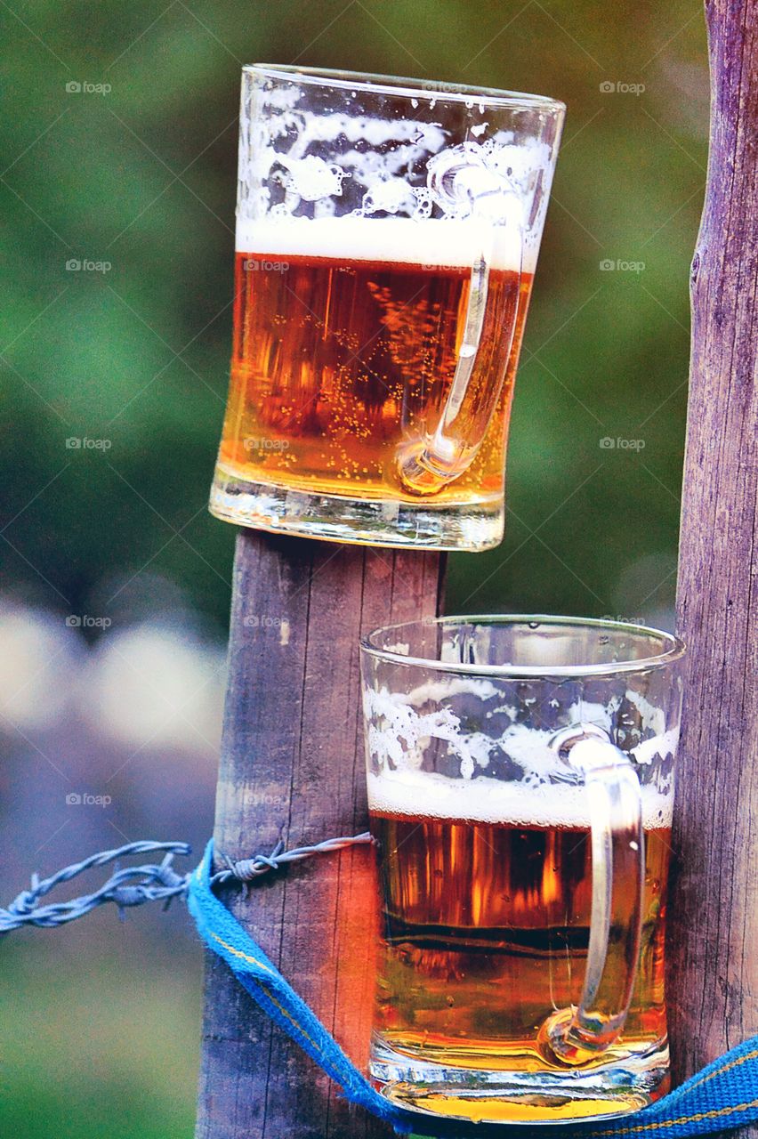 Close-up of beer in glass