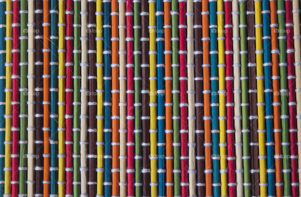 Close up of multicolored bamboo mat
