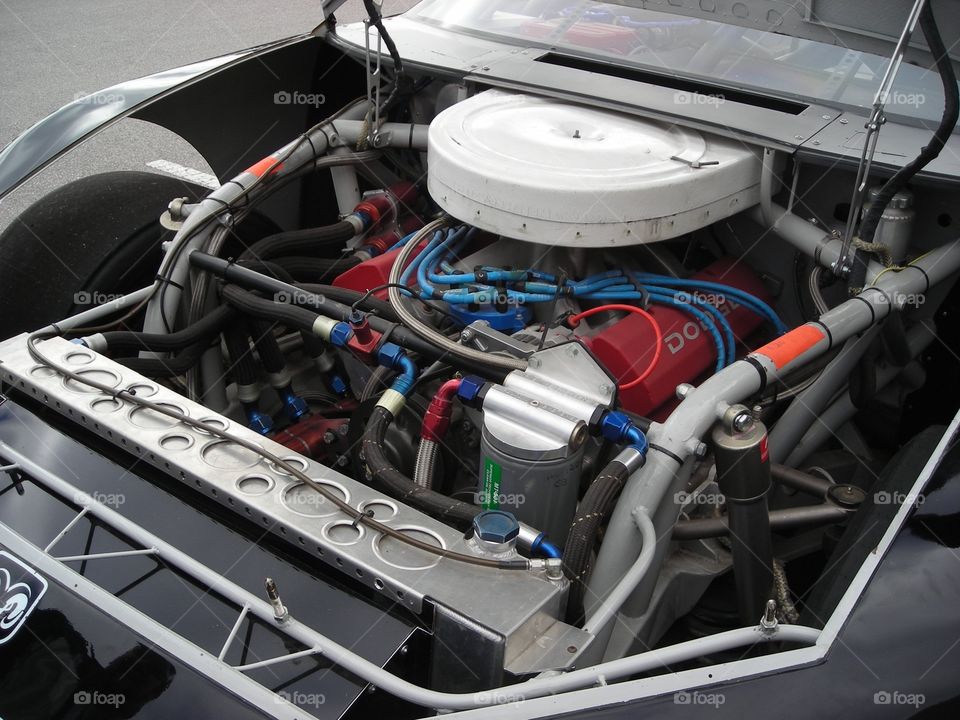 Dodge engine in race car