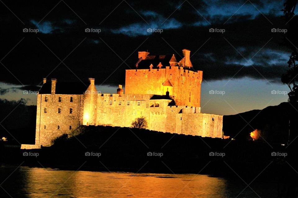 Eilean Donan Castle Scotland light at night