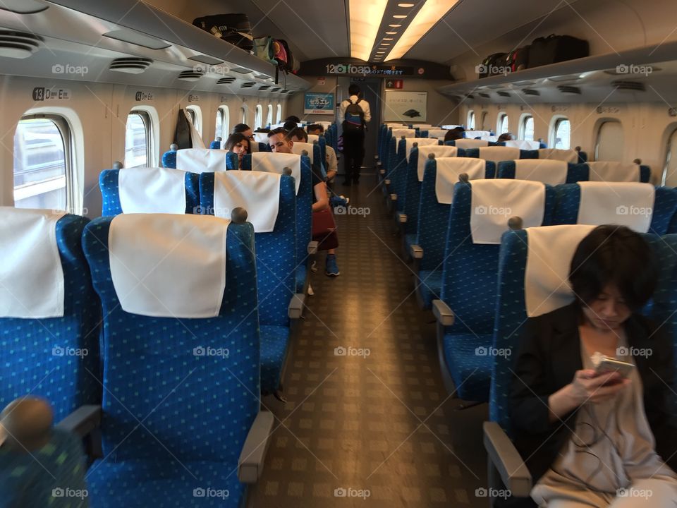 Seating area of Shinkansen in Japan 
