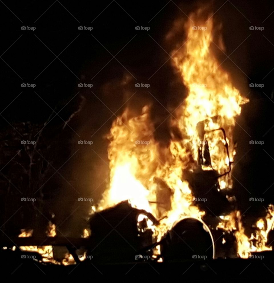 Tractor Trailer on Fire