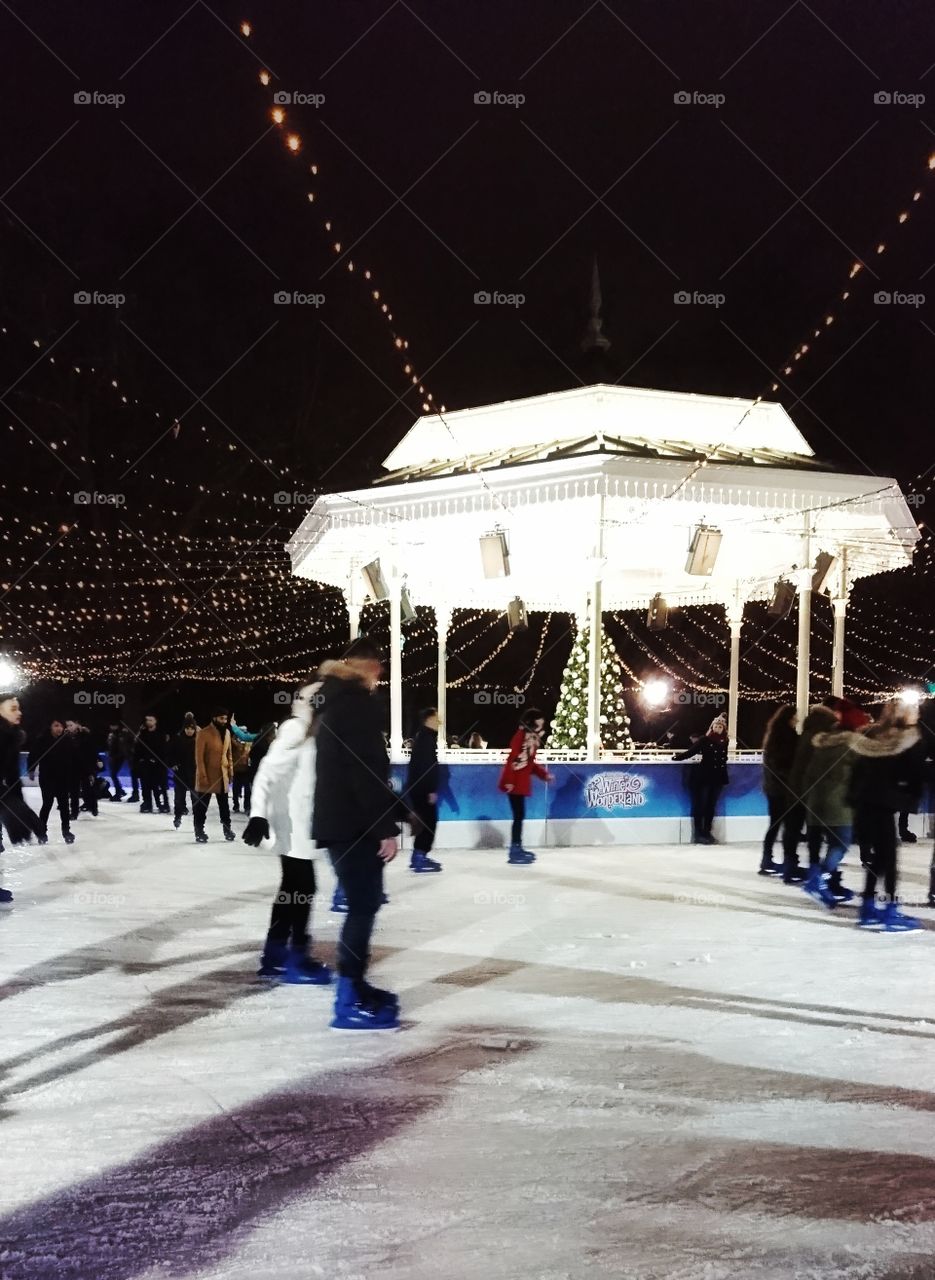 Ice skating winter wonderland