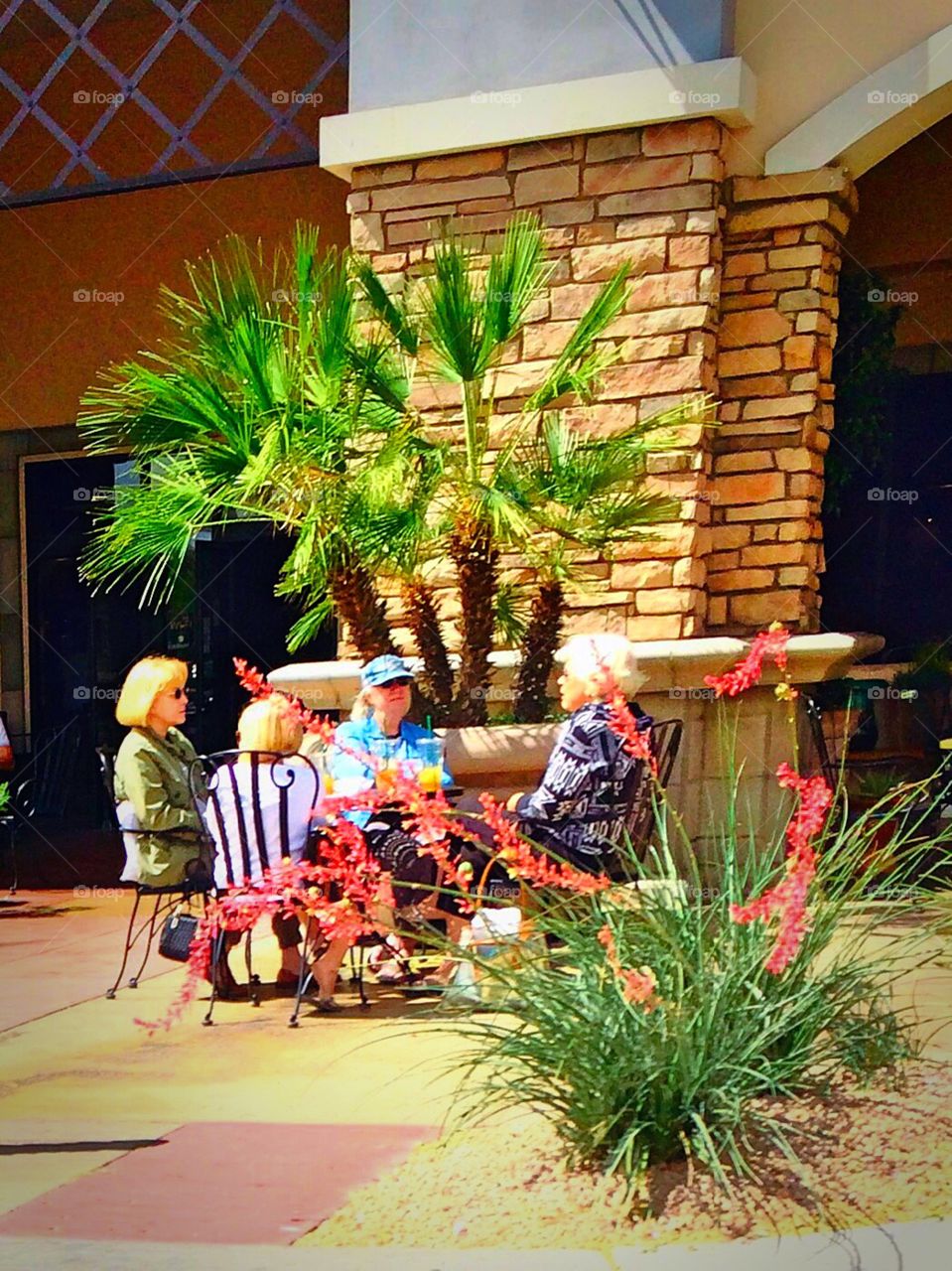 Ladies Chatting and Enjoying Spring