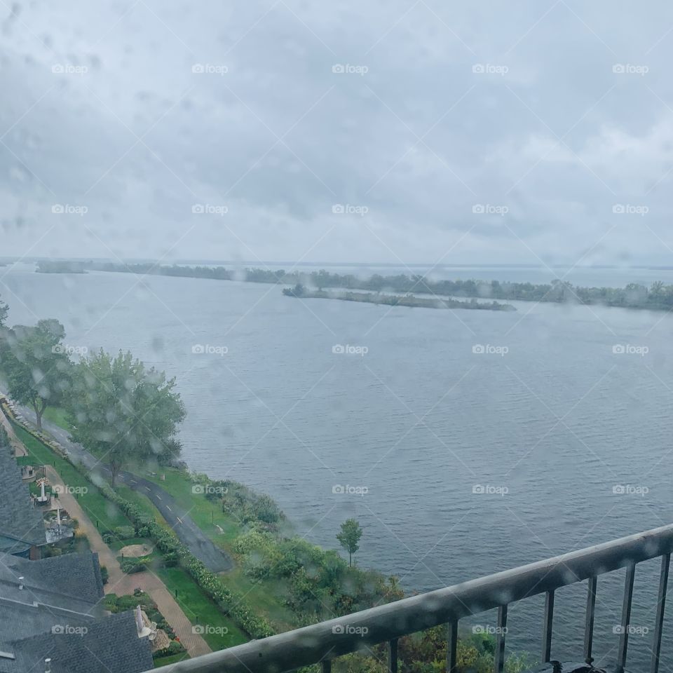 Rainy Fall day up the St.Lawrence river, Quebec, Canada 