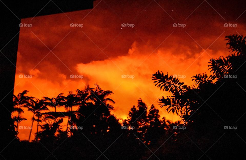 The night sky from my back porch - Kilauea’s fissure 8 is pumping lots of lava and in the process making a light show!