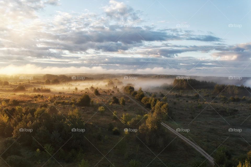 Flying over Lithuanian countryside