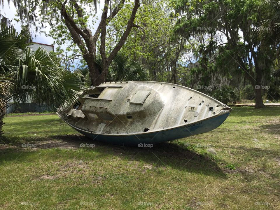 Dry Docked Old Sailboat 